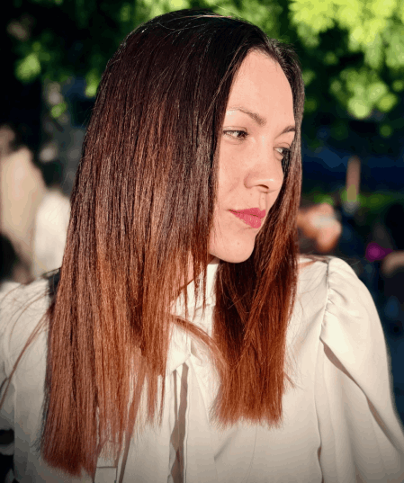 Warm auburn layered hair by Sonias