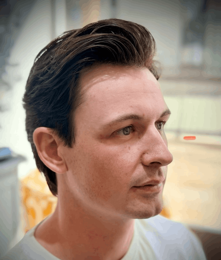 Men's pompadour haircut